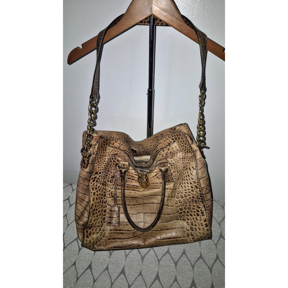 Michael Kors. MK. Hamilton Purse Bag Handbag Brown Alligator. EUC - Picture 3 of 12